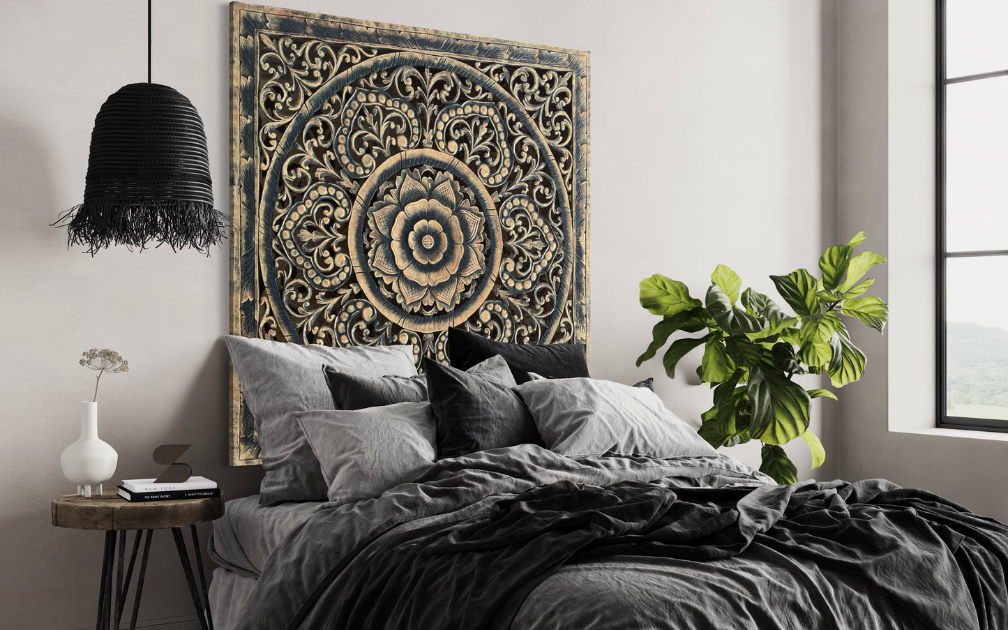 Carved Full Bed Headboard "Kasmaran"