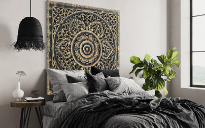 Carved Full Bed Headboard "Kasmaran"