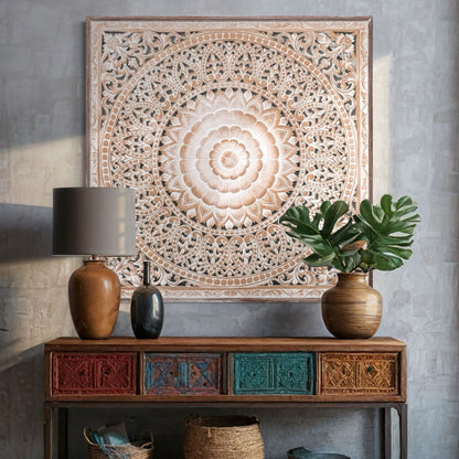 Carved Decorative Panel "Cendana" - Antic Wash - 43 x 43 Inches