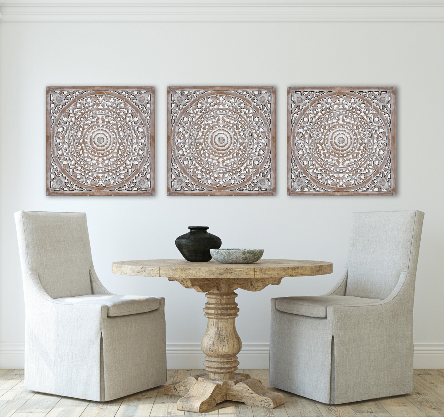 Carved Decorative Panel "Sakura" - Antic Wash - 23 Inches