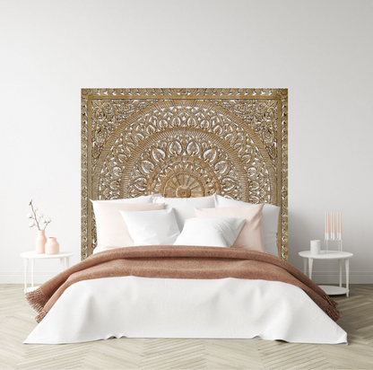 Carved Bed Headboard "Embun" - Natural