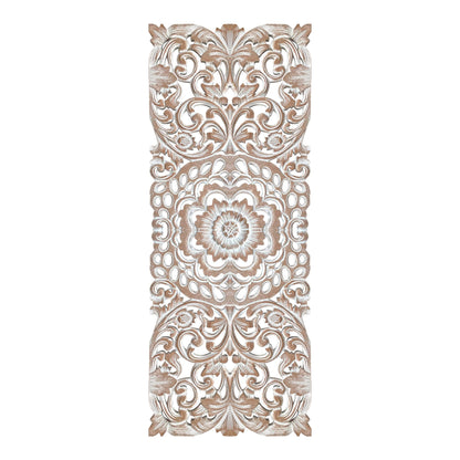Carved Decorative Panel "Indah" - Dark Brown & Antic Wash - 40 Inches