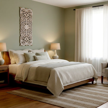 Carved Decorative Panel "Indah" - Dark Brown & Antic Wash - 40 Inches