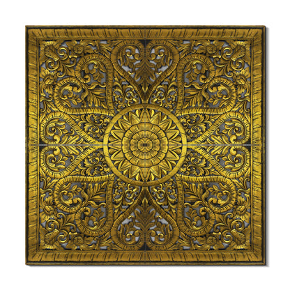 Carved Full Bed Headboard "Jantung" - Gold Antique Wash
