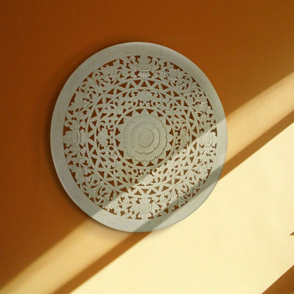 Carved Decorative Mandala "Jemu" - White - 40 Inches