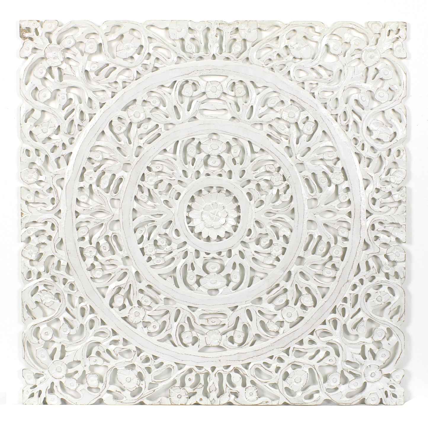 Carved Decorative Panel "Jetun" - White Wash - 23 Inches