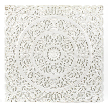 Carved Decorative Panel "Jetun" - White Wash - 23 Inches