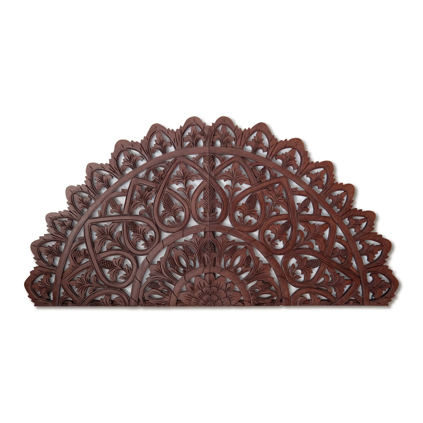 Carved Bed Headboard "Mahkota" - Burgundy Brown