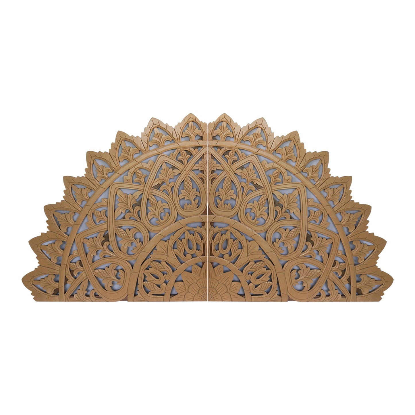 Carved Bed Headboard "Mahkota" - Natural Brown