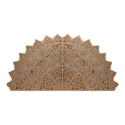 Carved Bed Headboard "Mahkota" - Natural Brown