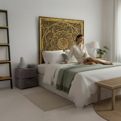 Full Bed Headboard "Manusa" - Gold Wash