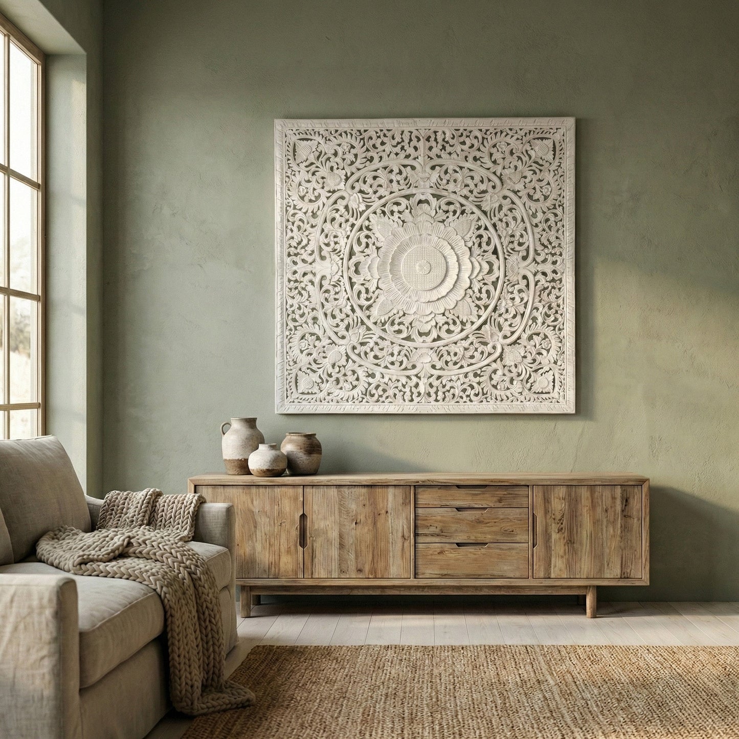 Carved Decorative Panel "Matahari" - 40 Inches