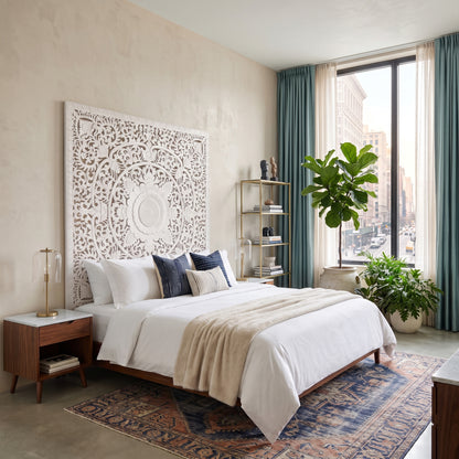 Carved Full Bed Headboard "Matahari"