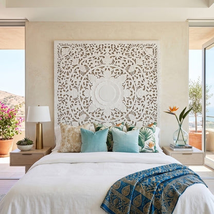 Carved Full Bed Headboard "Matahari"