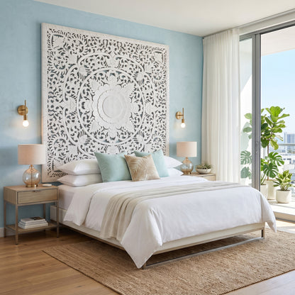 Carved Full Bed Headboard "Matahari"