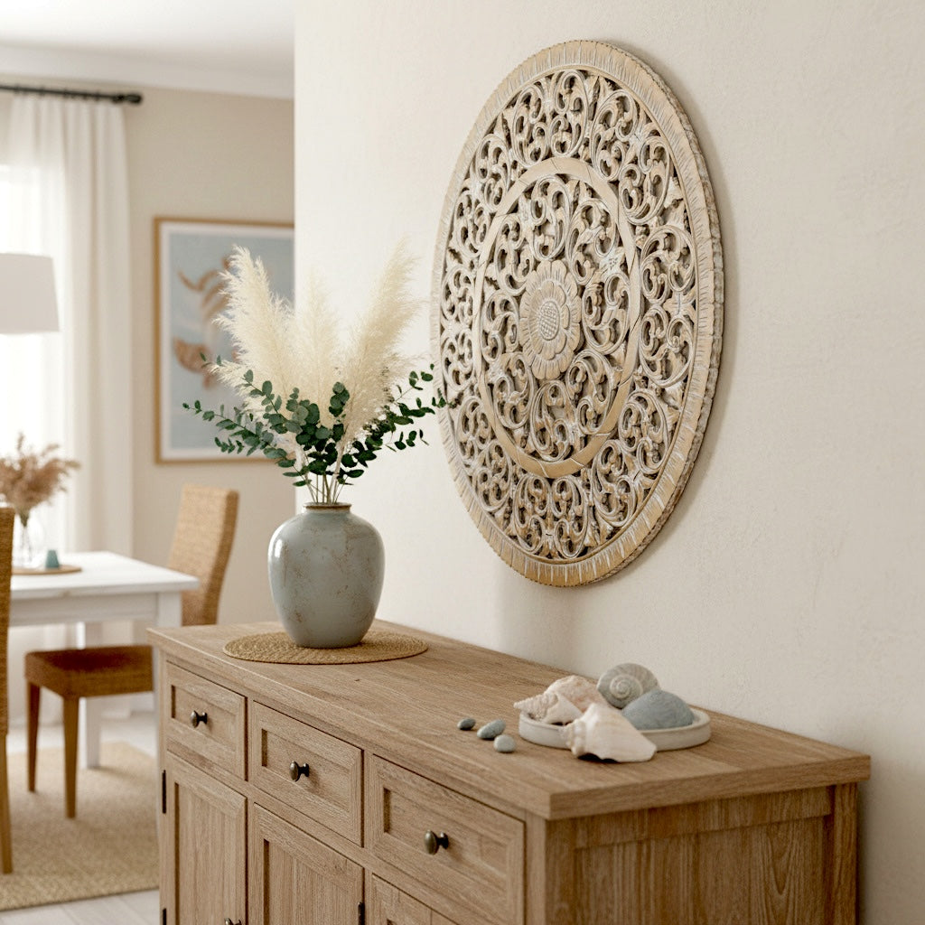 Carved Decorative Mandala "Mawar" - 31 Inches