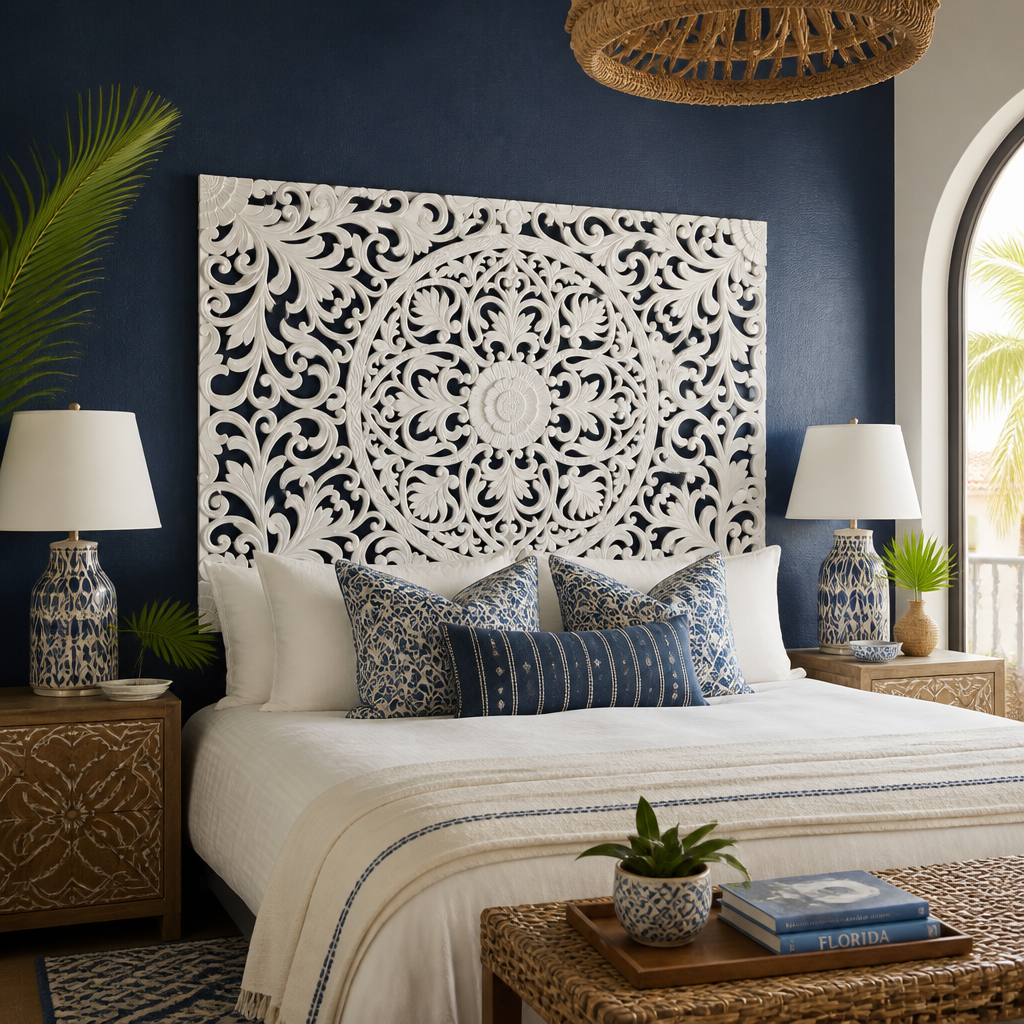 Carved Full Bed Headboard "Murraya"