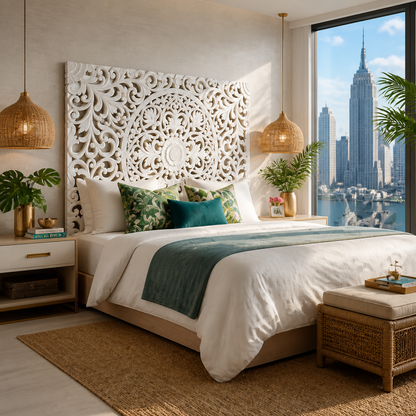 Carved Full Bed Headboard "Murraya"