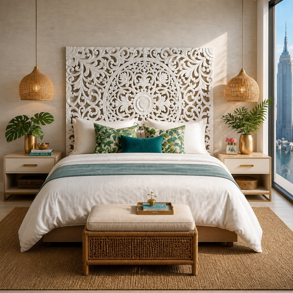 Carved Full Bed Headboard "Murraya"