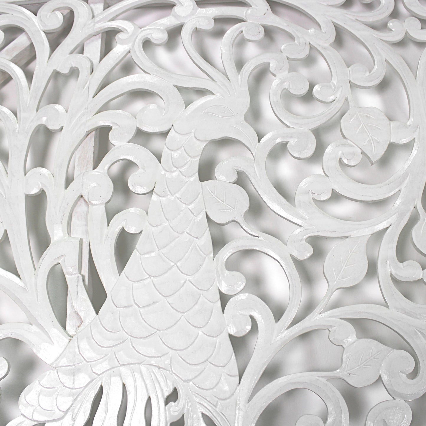 Carved Full Bed Headboard "Peacock"