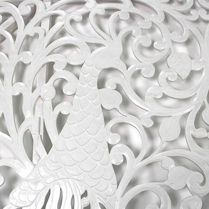 Carved Full Bed Headboard "Peacock"