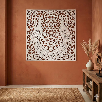 Carved Decorative Panel "Peacock" - 40 Inches