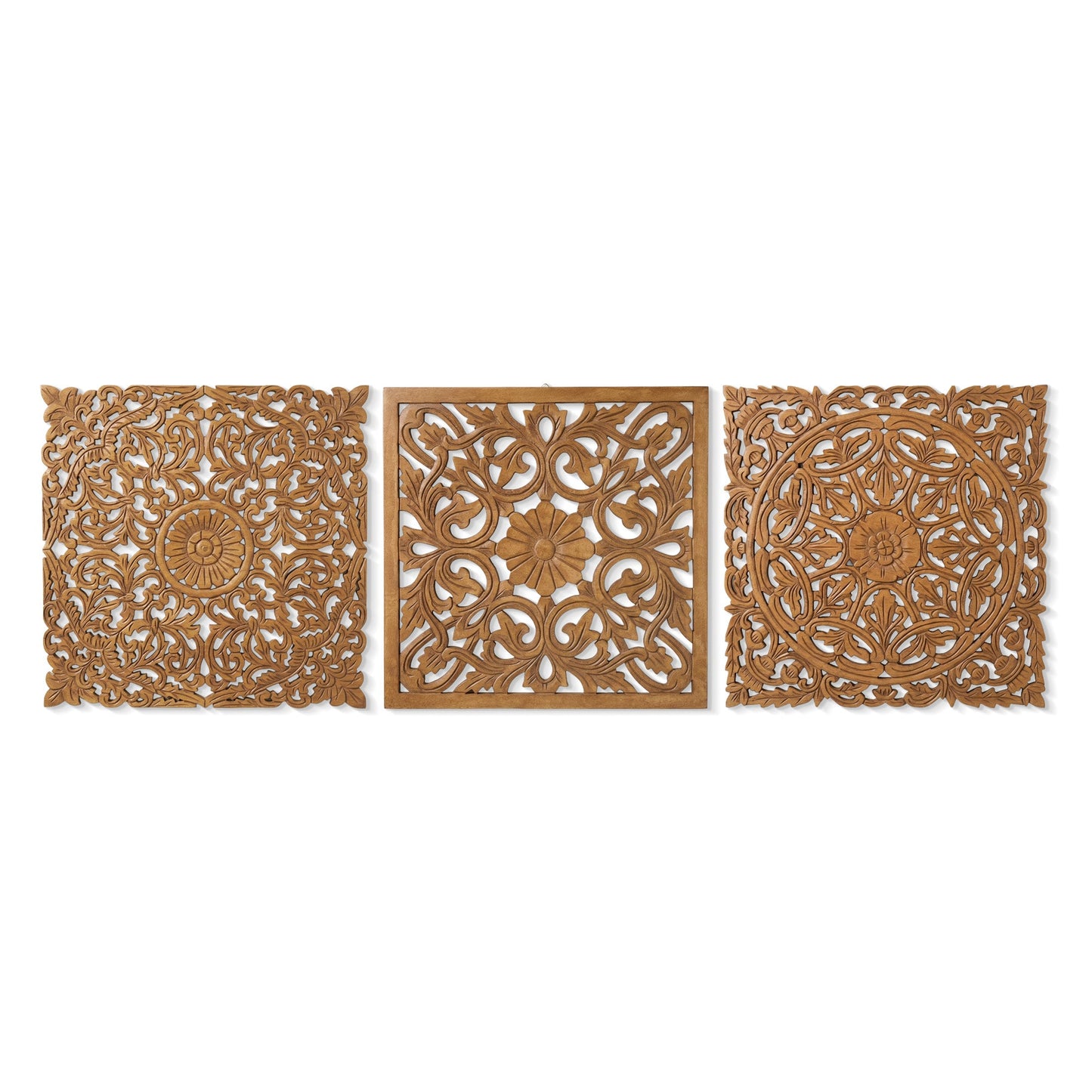 Set of 3 Decorative Panels "Pererenan" - Natural Brown - 20 Inches