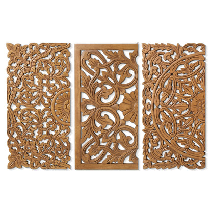 Set of 3 Decorative Panels "Pererenan" - Natural Brown - 20 Inches