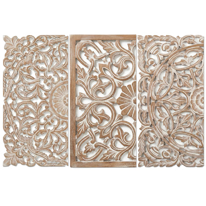 Set of 3 Carved Decorative Panels "Pererenan" - 20 x 20 Inches in Antic Wash