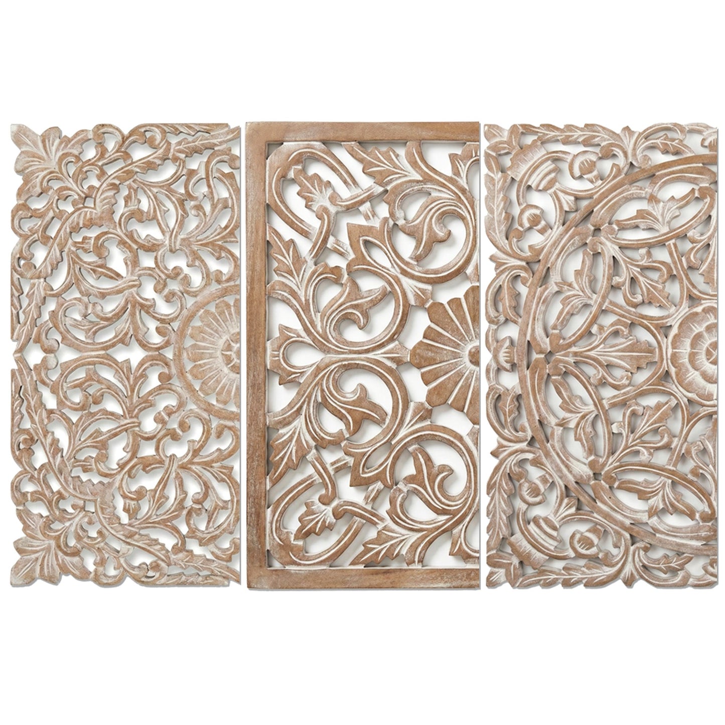 Set of 3 Decorative Panels "Pererenan" - Antic Wash - 20 Inches