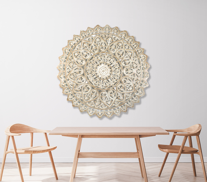 Carved Decorative Mandala "Mahkota"- Antic-wash - 40 Inches