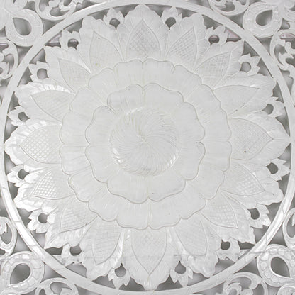 Carved Full Bed Headboard "Raflessia" - White