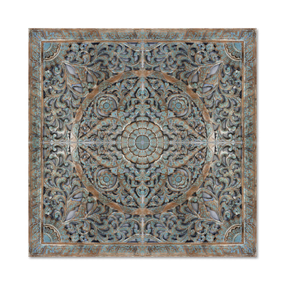 Carved Full Bed Headboard "Samudra" - Green Wash