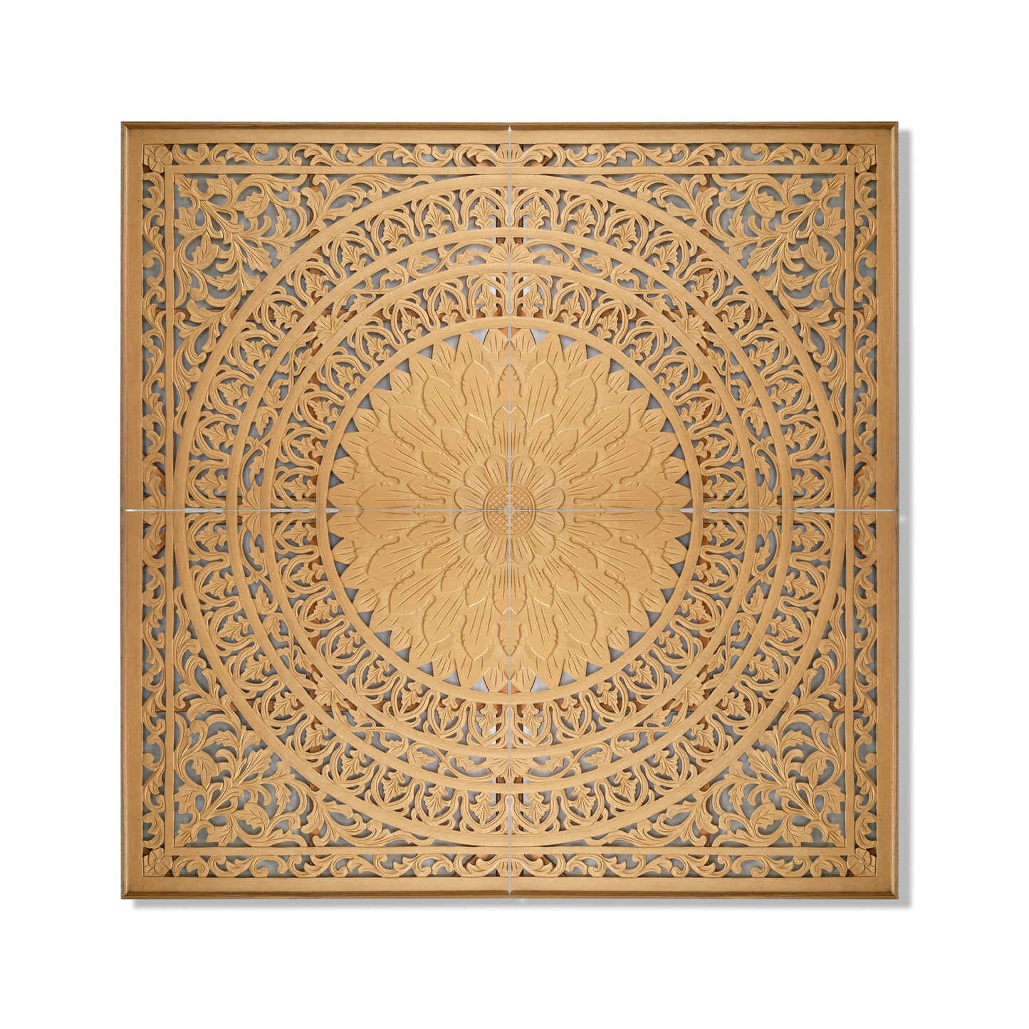 Carved Bed Headboard "Seruni" - Natural Brown