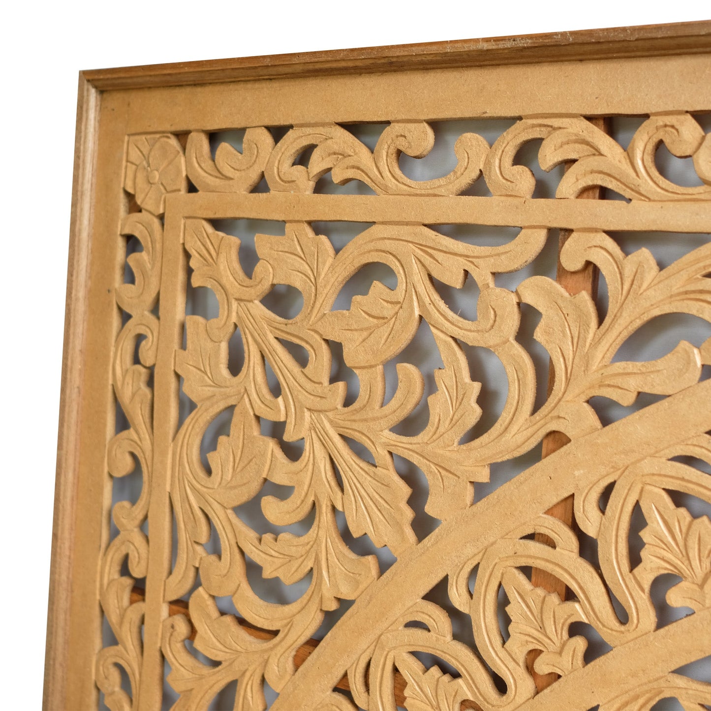 Carved Bed Headboard "Seruni" - Natural Brown