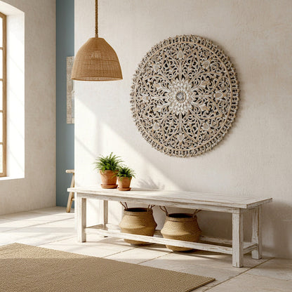 Carved Decorative Mandala "Serupa" - Antic Wash - 31 Inches
