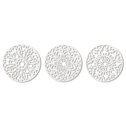 Decorative Round "Mandala Set of 3" - White