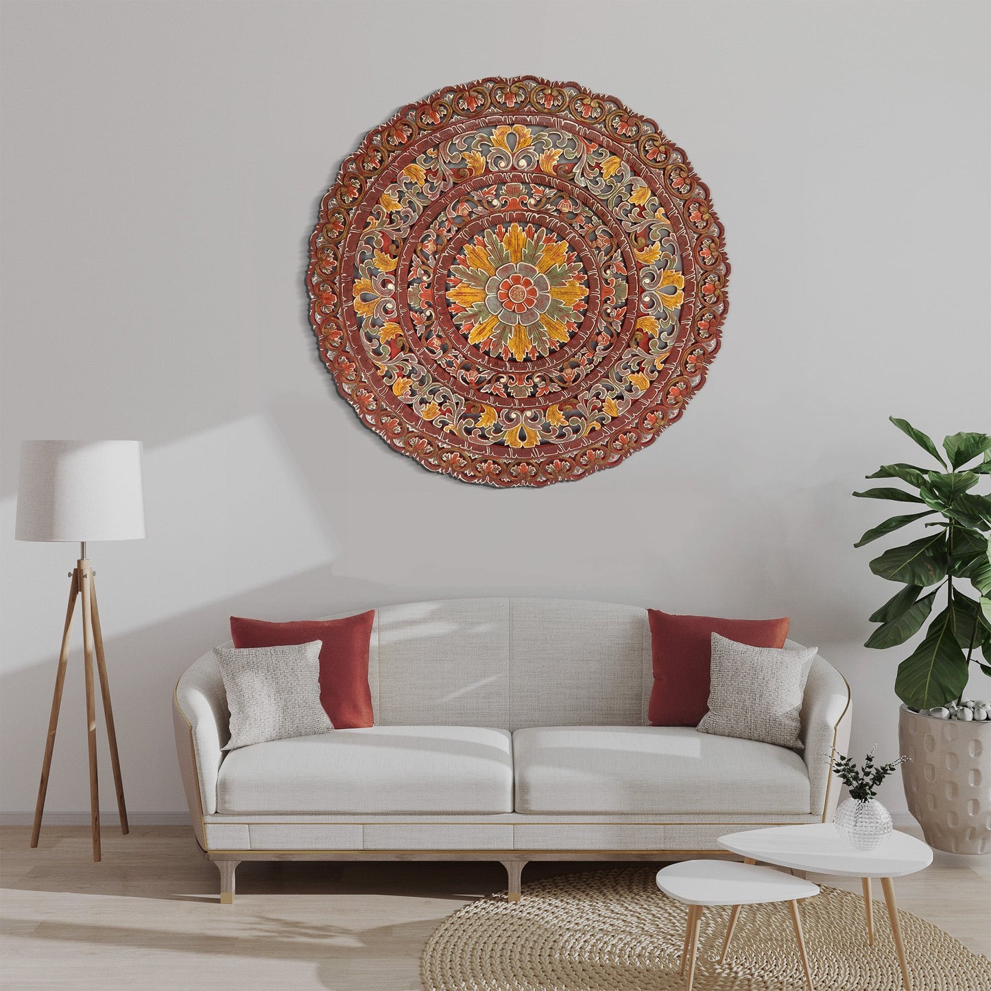 Carved Mandala Decorative Panel "Sri" - 40 Inches