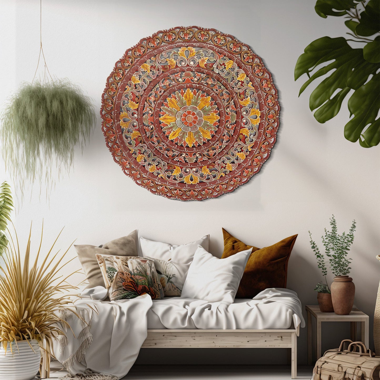 Carved Mandala Decorative Panel "Sri" - 40 Inches