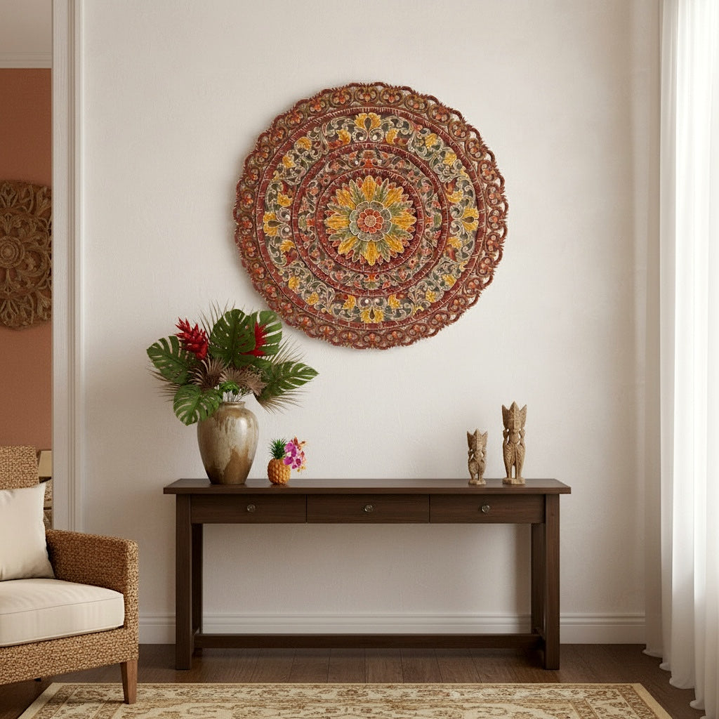 Carved Mandala Decorative Panel "Sri" - 40 Inches