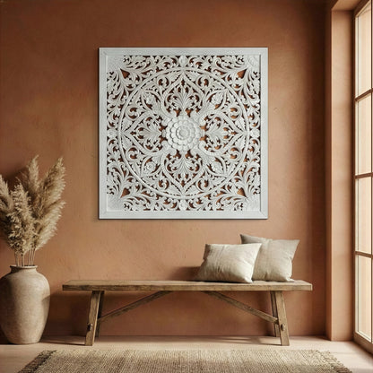 Carved Decorative Panel "Teratai" - 40 Inches