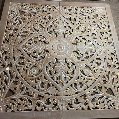 Carved Full Bed Headboard "Teratai"