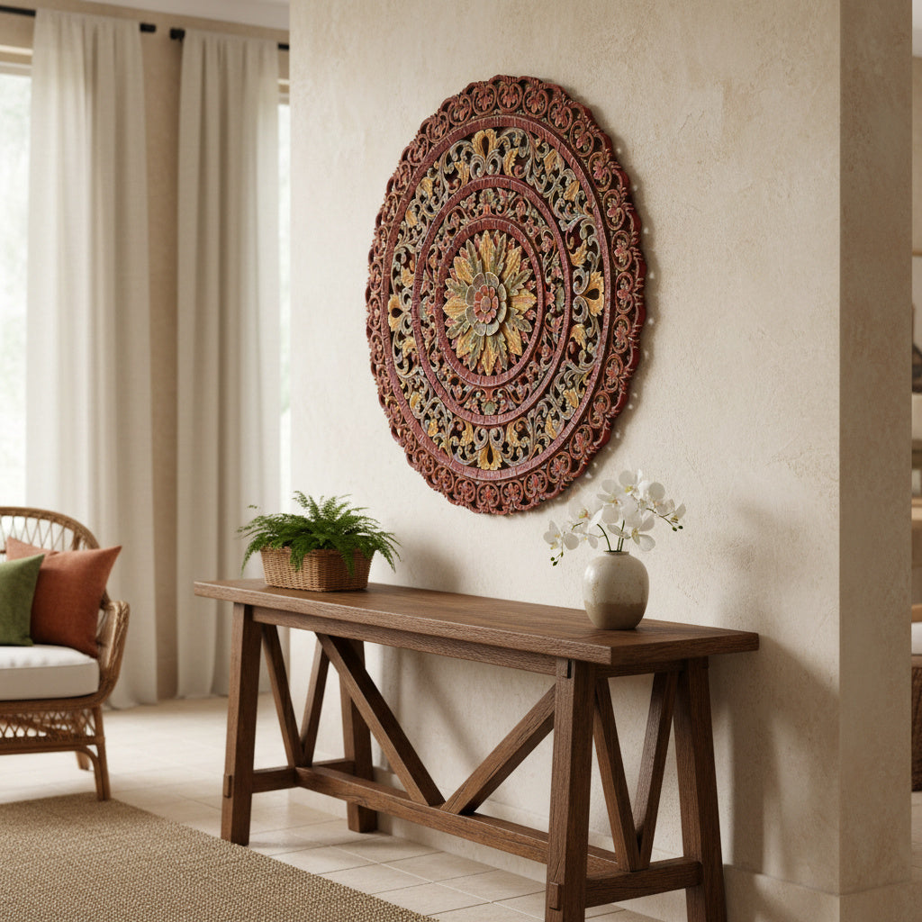 Carved Mandala Decorative Panel "Sri" - 40 Inches