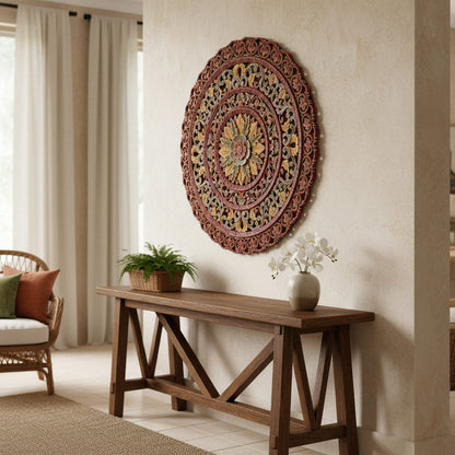 Carved Mandala Decorative Panel "Sri" - 40 Inches