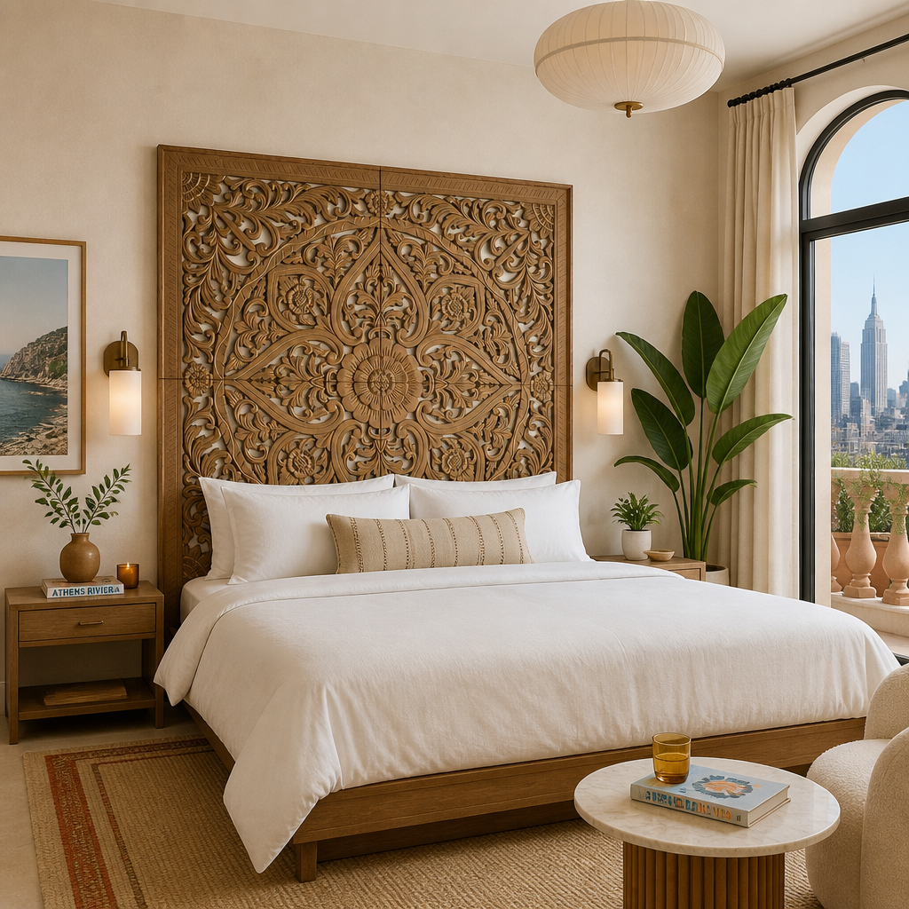 Carved Full Bed Headboard "Cahaya"