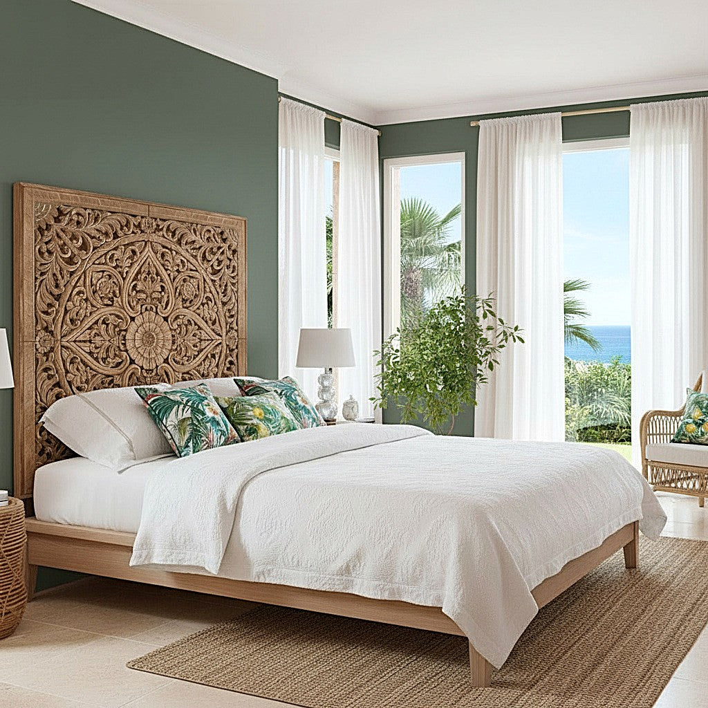 Carved Full Bed Headboard "Cahaya"