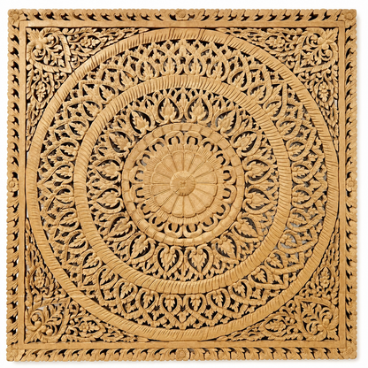 Carved Full Bed Headboard "Embun" - Natural