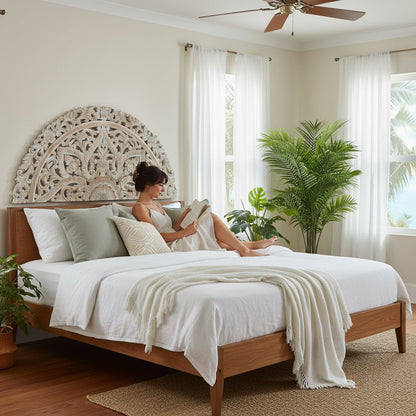 Carved Bed Headboard "Ayunina" - Antic Wash