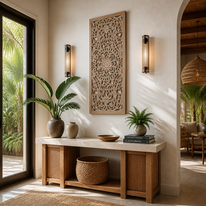 Carved Decorative Panel "Amara"  - Antic Wash - 40 x 15 Inches