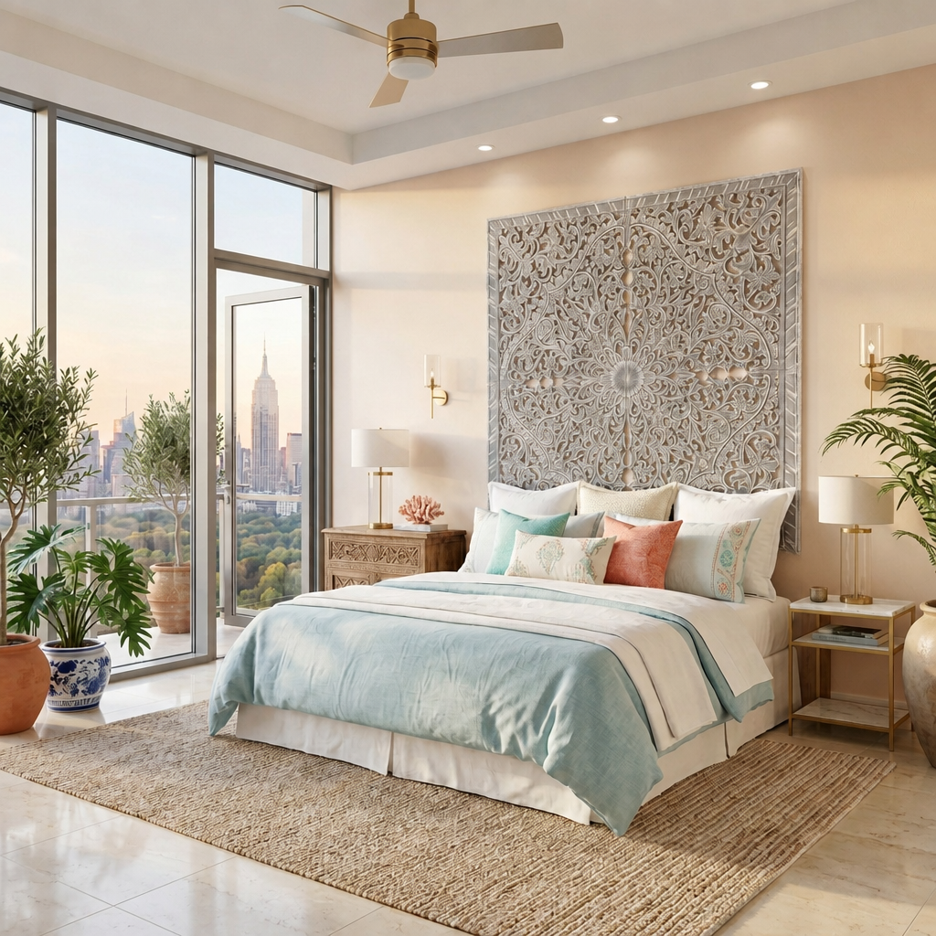 Carved Full Bed Headboard "Suksema"
